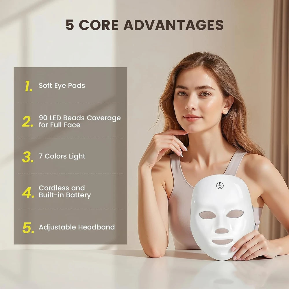 Portable 7-Color LED Facial Mask