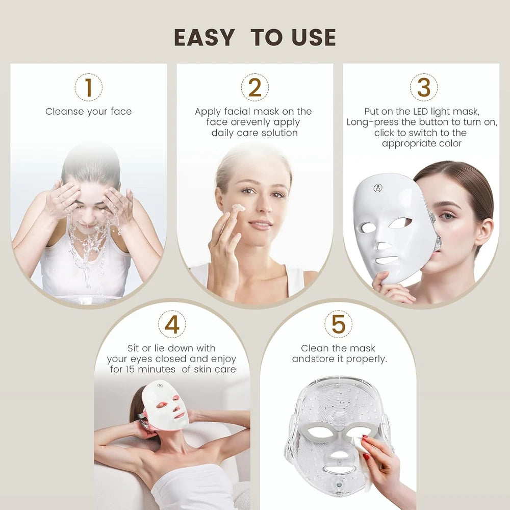 Portable 7-Color LED Facial Mask